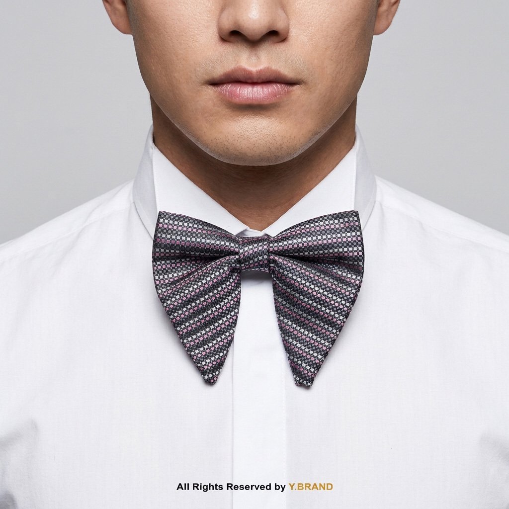 BT-1056a Black & Pink Textured Multi-Color Patterned Men's Bow Tie BT-1056 - Image 1