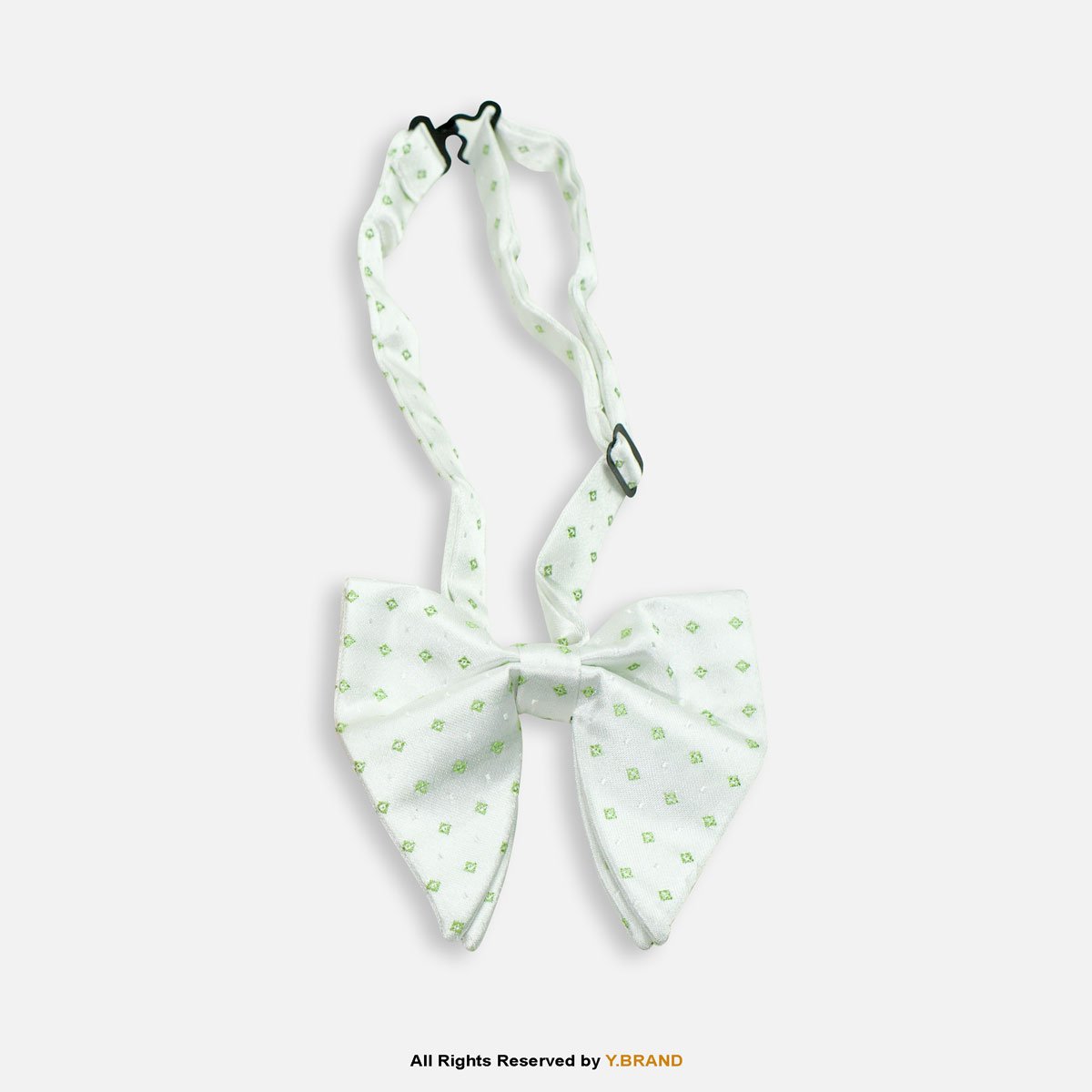 BT-1062 Off-White & Mint Green Geometric Men's Bow Tie BT-1062 - Image 1