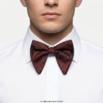 Black & Crimson Red Textured Geometric Men's Bow Tie BT-1072