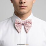 Blush Pink & Peach Geometric Plaid Men's Bow Tie BT-1073