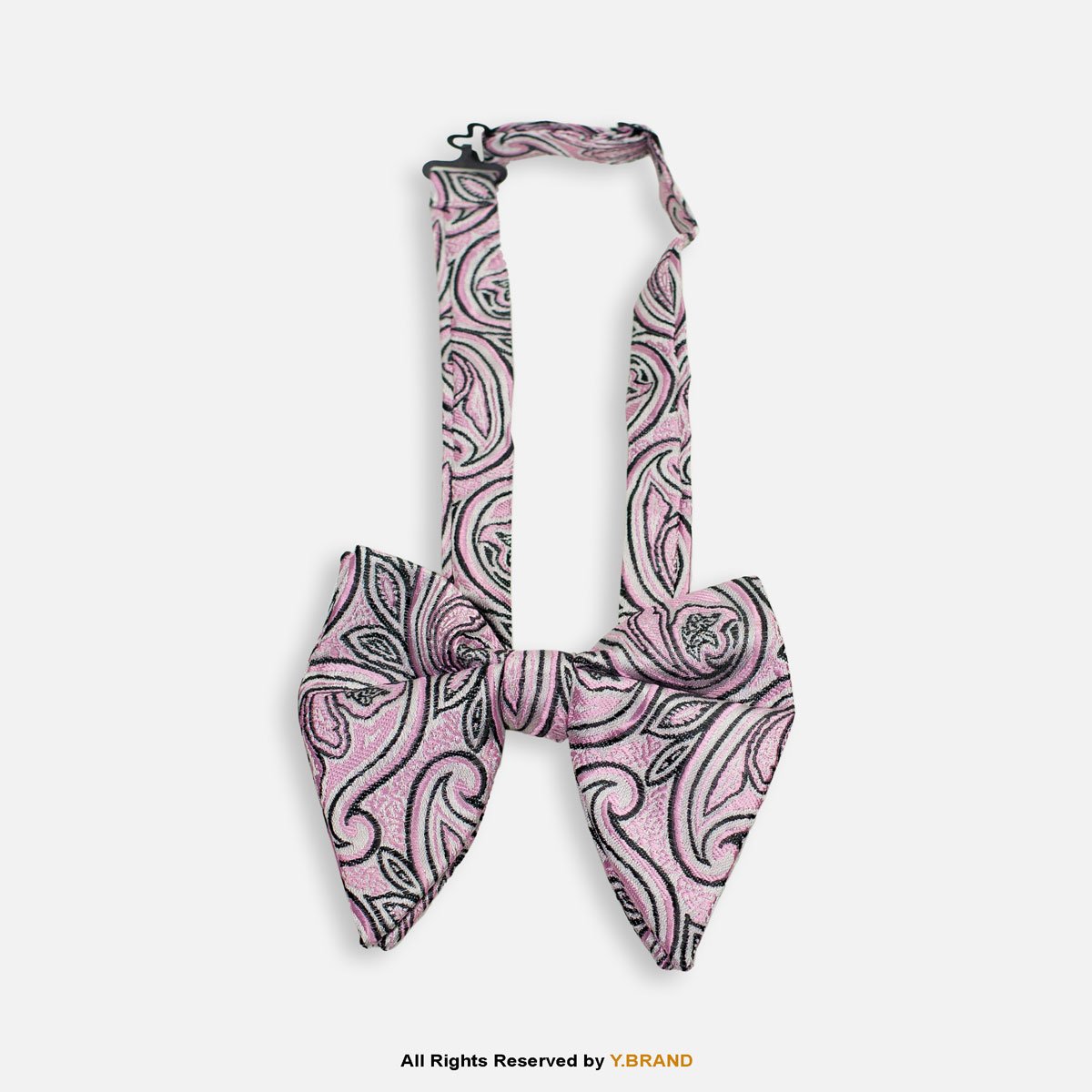BT-1076 Pink & Silver Swirl Paisley Woven Men's Bow Tie BT-1076 - Image 1
