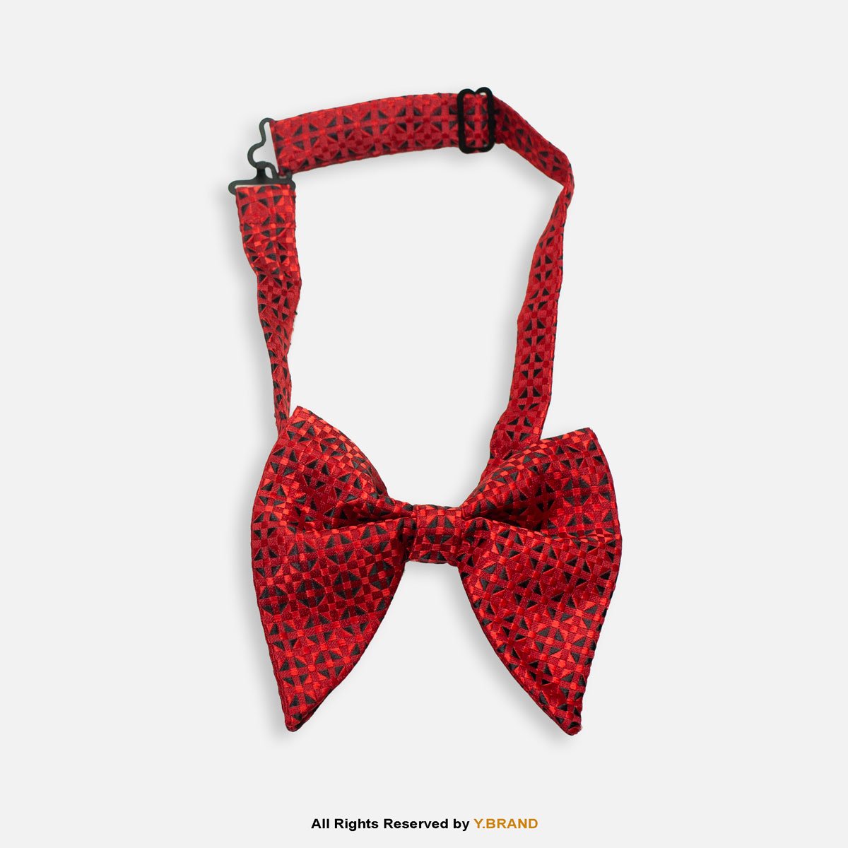 BT-1077 Red & Black Textured Geometric Mosaic Men's Bow Tie BT-1077 - Image 1