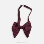 Black & Crimson Red Textured Micro-Check Men's Bow Tie BT-1081 - Image 2